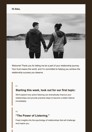 Welcome to Relationship Growth email design preview