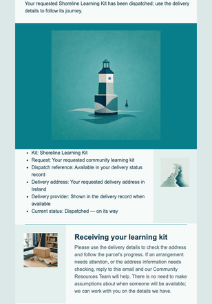 Learning Kit Dispatch Update email design preview