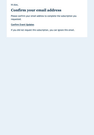 Event Updates — Detailed email design preview