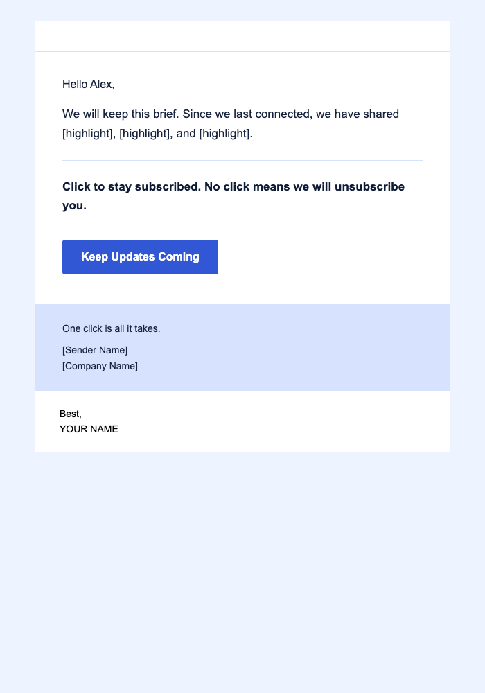 Missed Highlights — Minimal email design preview