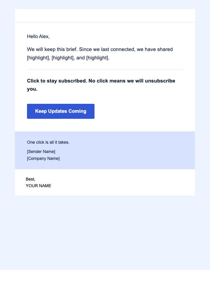Missed Highlights — Minimal email design preview