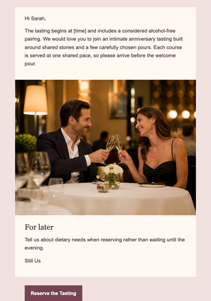 A Toast Worth Taking Slowly email design preview
