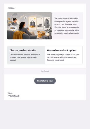 A Quieter Way Back In — Online Stores email design preview