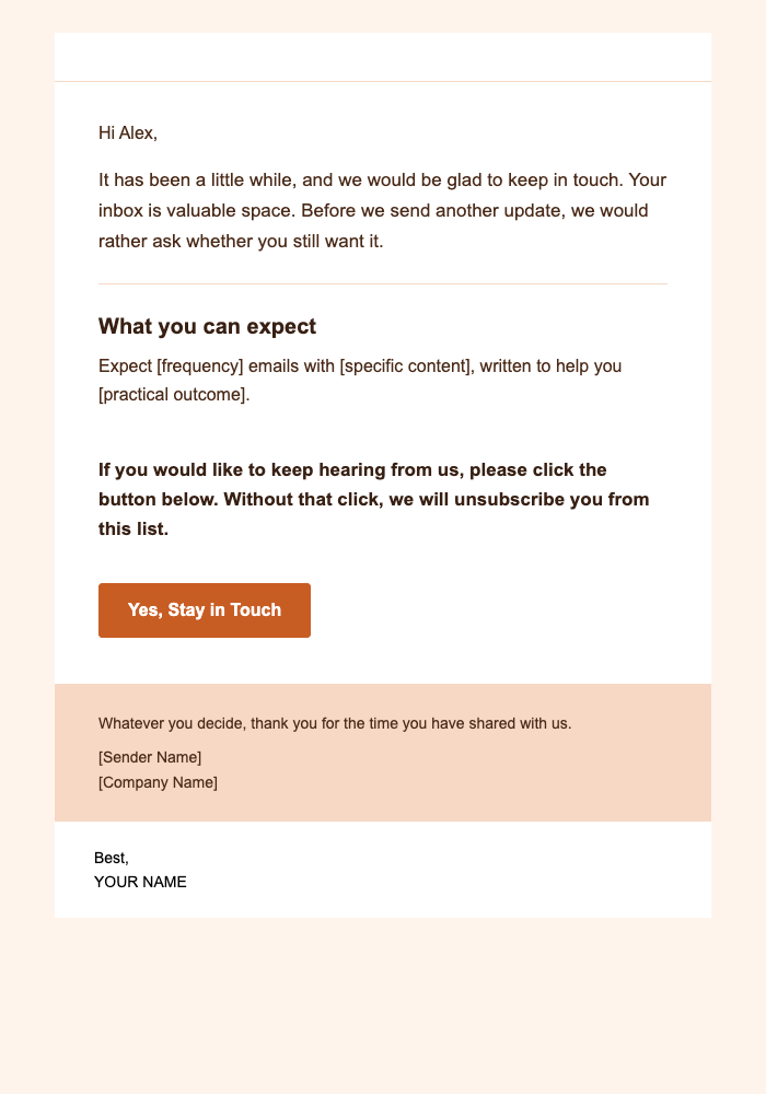 Inbox Space Check — Warm email design preview