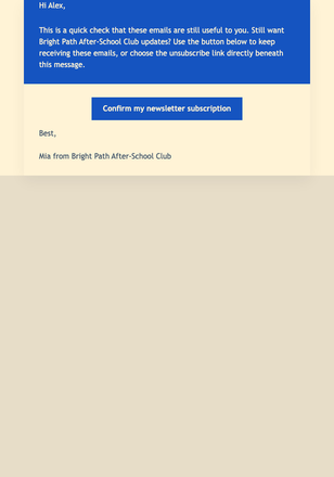 Keep My Club Updates email design preview