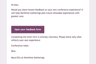Post-Conference Feedback Request email design preview