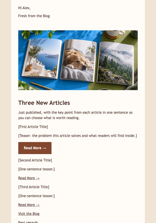 New Blog Articles email design preview