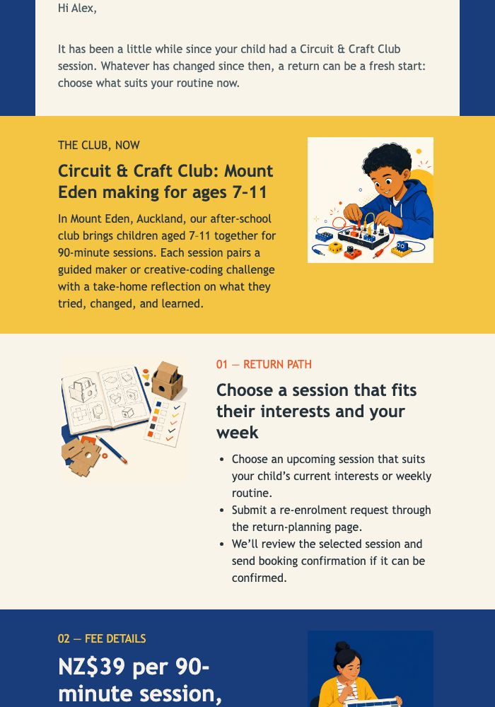 Plan Your Club Return email design preview