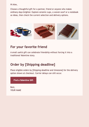 Valentine Gift Ideas And Last-Minute Shipping email design preview