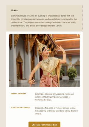 Thai Classical Dance Evening email design preview