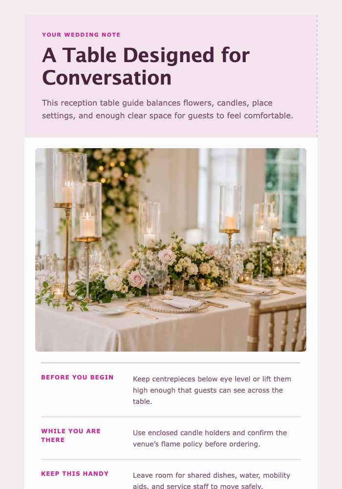 A Table Designed for Conversation email design preview
