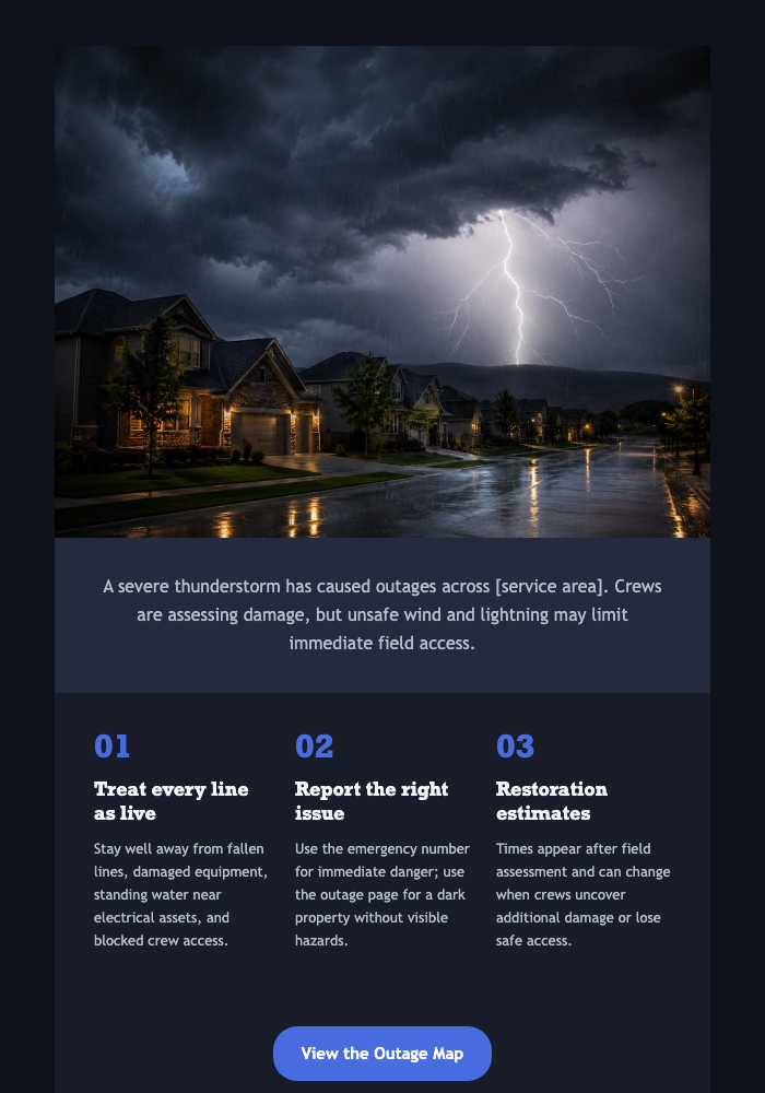 Severe Thunderstorm Outage Alert email design preview