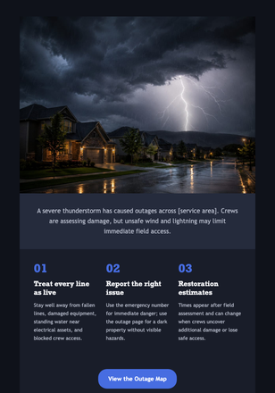 Severe Thunderstorm Outage Alert email design preview