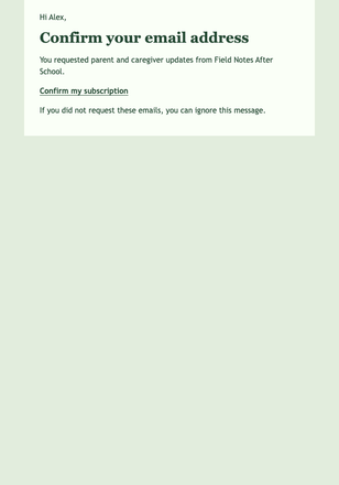 After-School Updates Confirmation email design preview