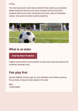 Football Matchday Prediction Game email design preview