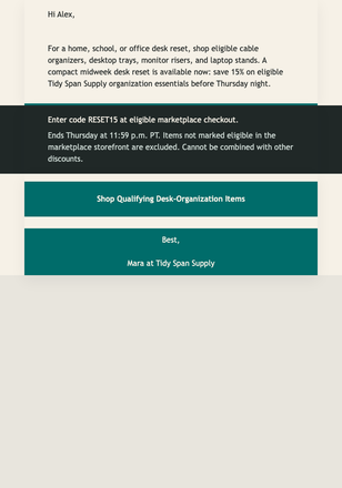 Midweek Desk Reset email design preview