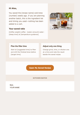 Your Next Cold Brew Batch email design preview