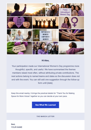 Thank You for Making Space for More Voices email design preview