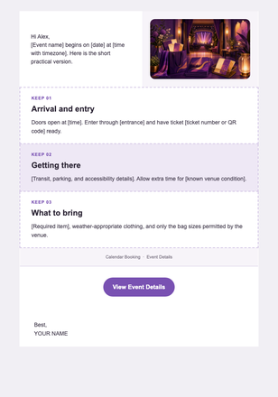Before the Doors Open — Events & Entertainment email design preview