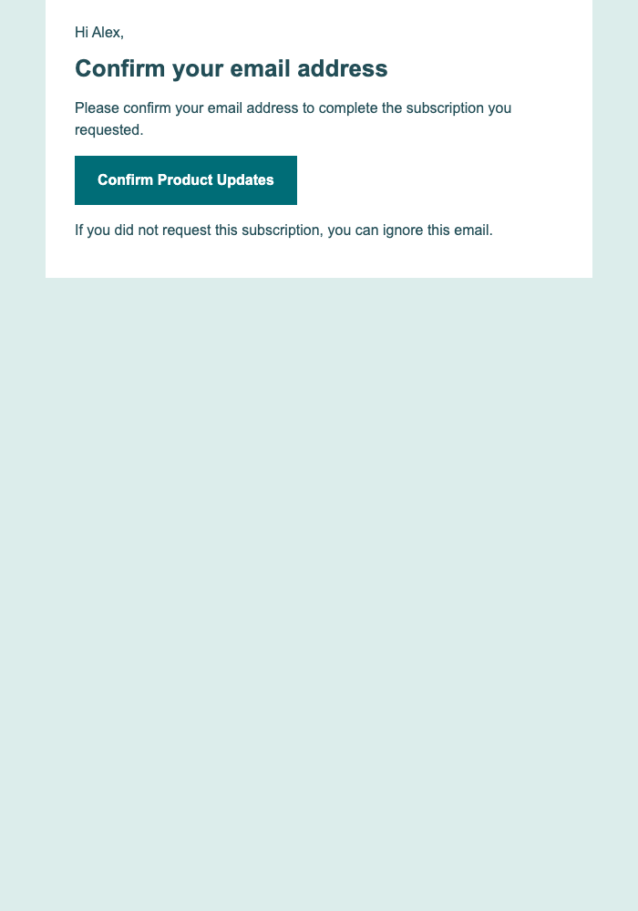 Product Updates — Direct email design preview