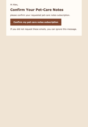 Confirm Your Pet-Care Notes email design preview