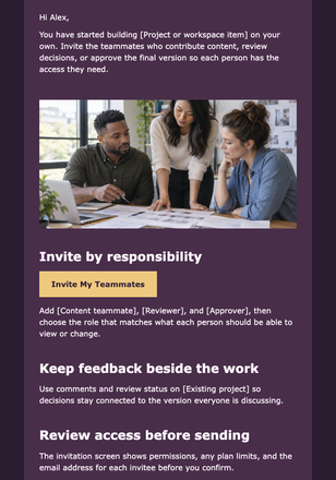 Teammate Invitation Workspace Nudge email design preview