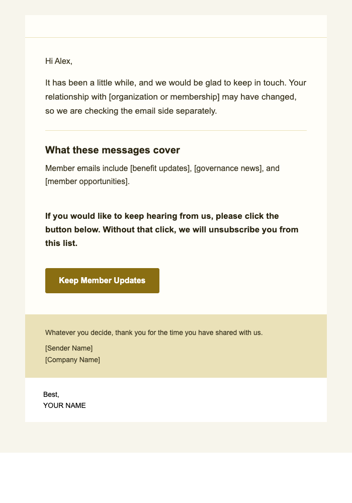 Member Updates — Warm email design preview
