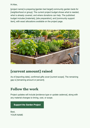 Nonprofit Community Garden Goal email design preview