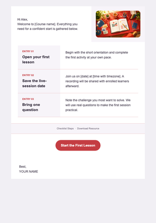 Your Course Starts Here — Education & Training email design preview