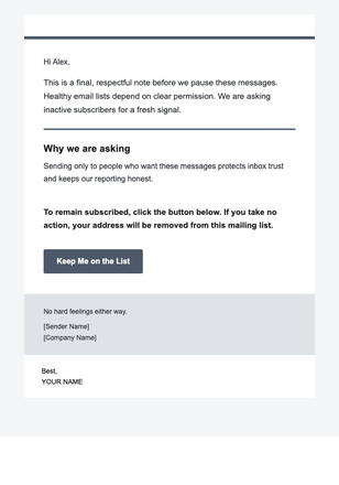 Transparent List Cleanup — Final Note email design preview