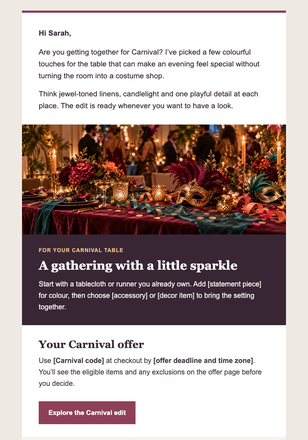 Carnival Promotion email design preview