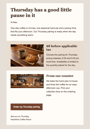 Thursday Afternoon Pairing email design preview