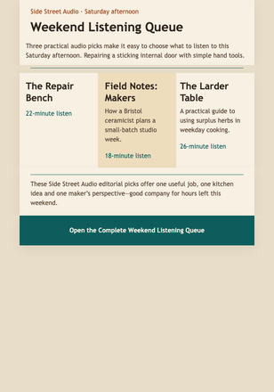 Saturday Listening Queue email design preview