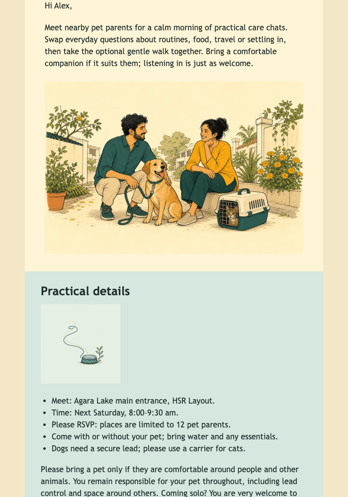 Saturday Pet Circle Invite email design preview