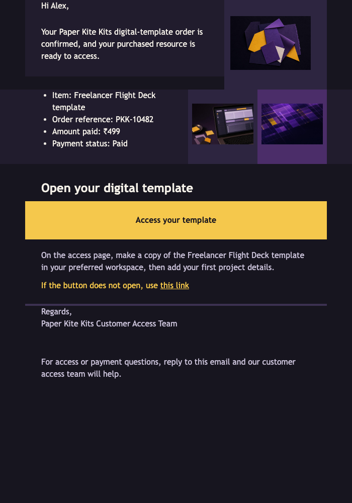 Digital Template Order Confirmed email design preview
