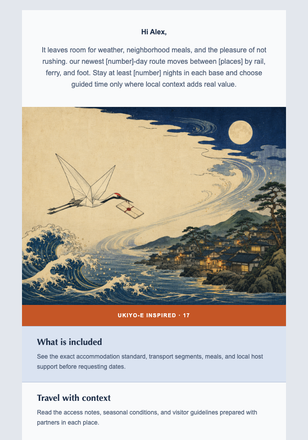 Moon & Tide Travel Letter email design preview