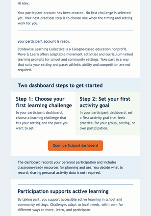 First Friday Dashboard Check-In email design preview