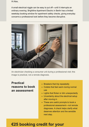 Apartment Safety Check Credit email design preview