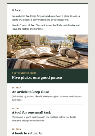 Curated Recommendations email design preview