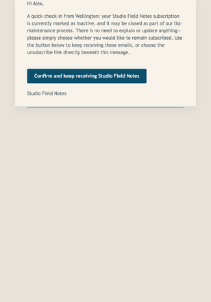 Keep Studio Field Notes email design preview