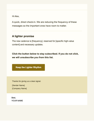 Lower Frequency — Clear email design preview