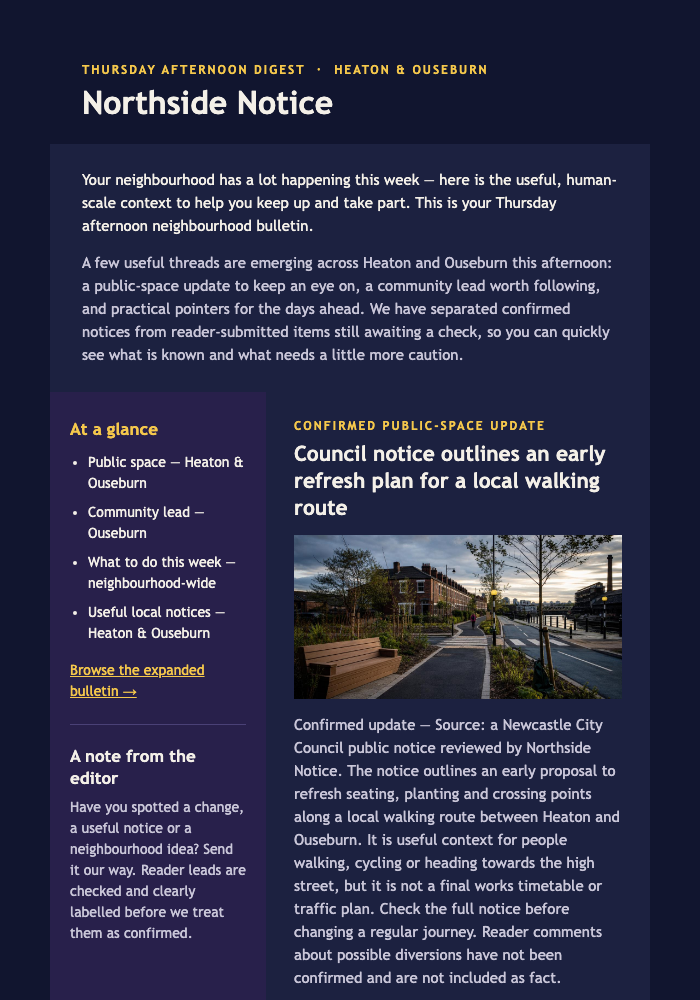 Neighbourhood Noticeboard Digest email design preview