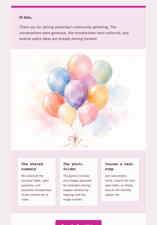Thank You for Lifting the Day email design preview