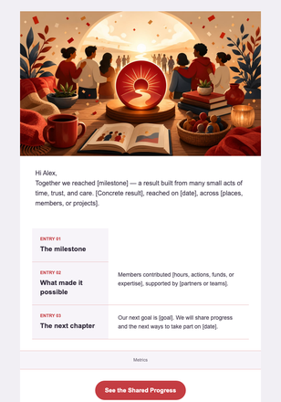 Look How Far We Have Come — Community & Membership email design preview