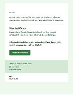 What Changed — Clear email design preview