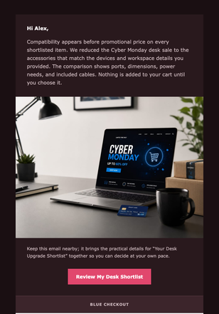 Your Desk Upgrade Shortlist email design preview