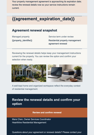 Management Agreement Renewal email design preview