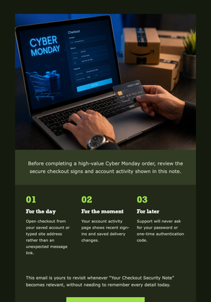 Your Checkout Security Note email design preview