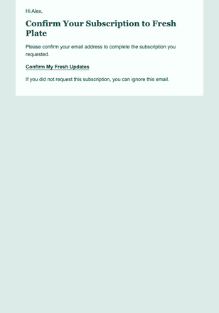 Confirm Your Subscription to Fresh Plate email design preview