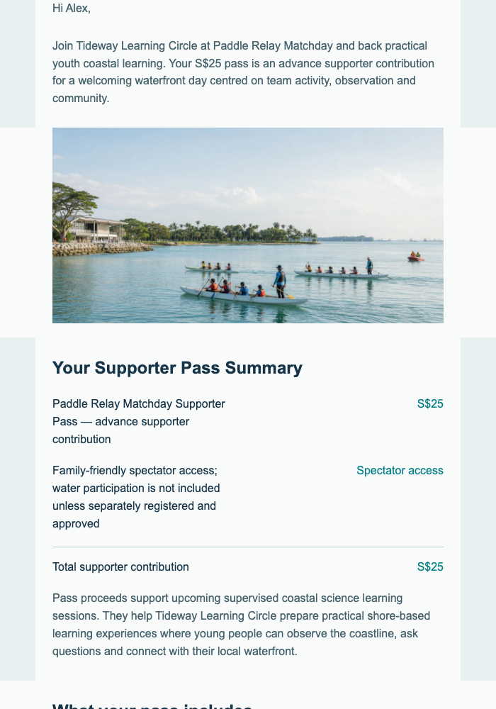 Coastal Matchday Support Pass email design preview